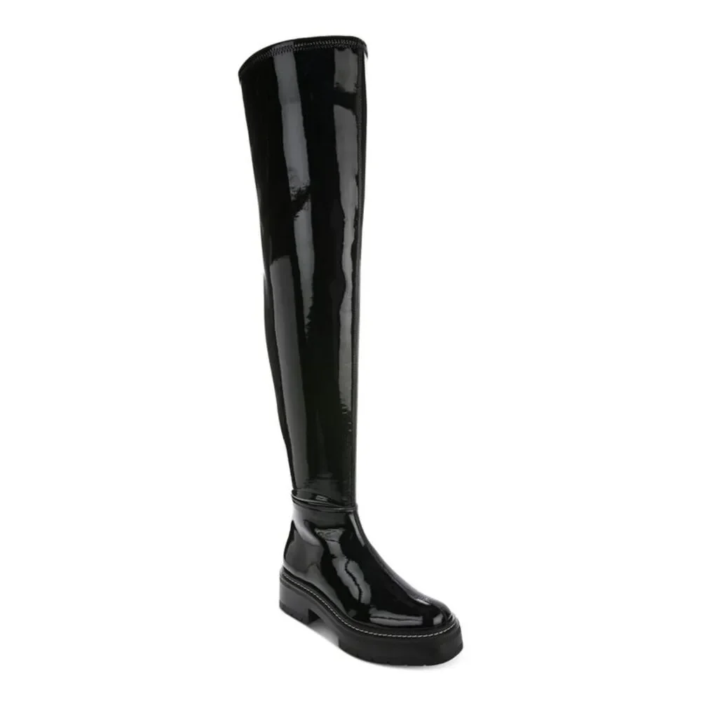 SAM EDELMAN Womens Black 1-1/4" Platform Lydia Block Heel Boots Shoes 9 M